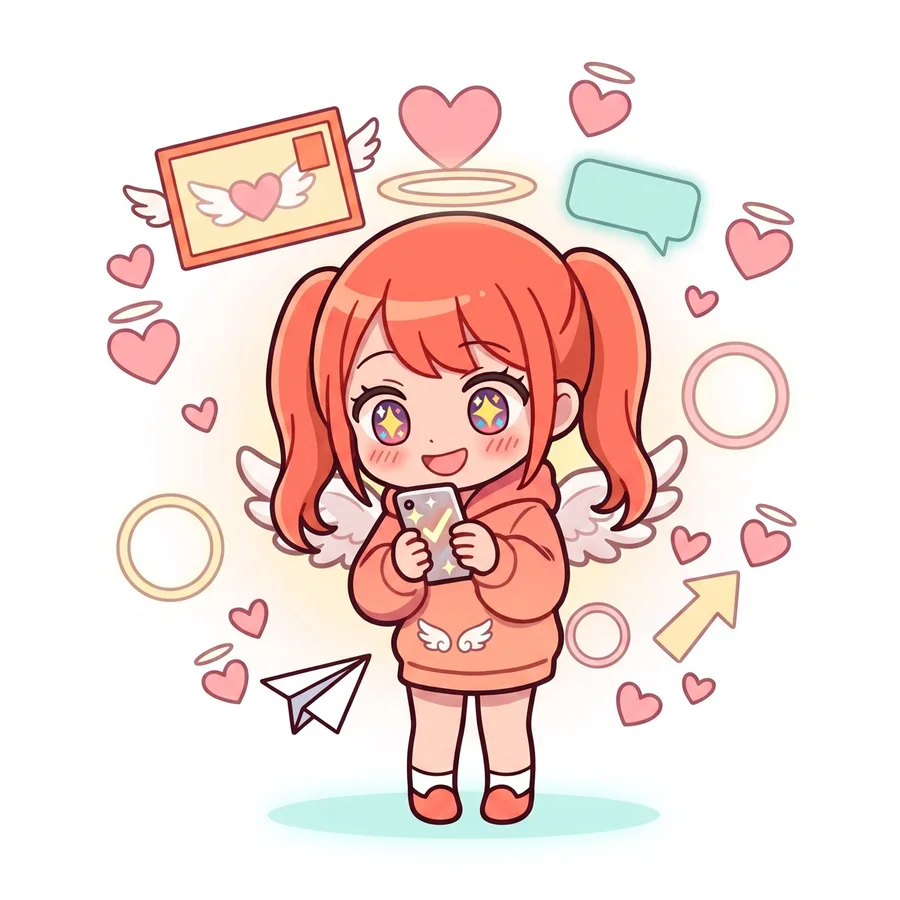 素直な即レス天使タイプのキャラクターイラスト