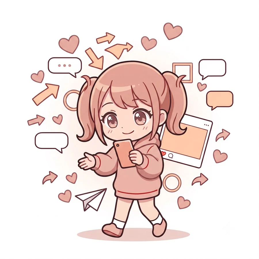 じわじわ距離詰めタイプのキャラクターイラスト