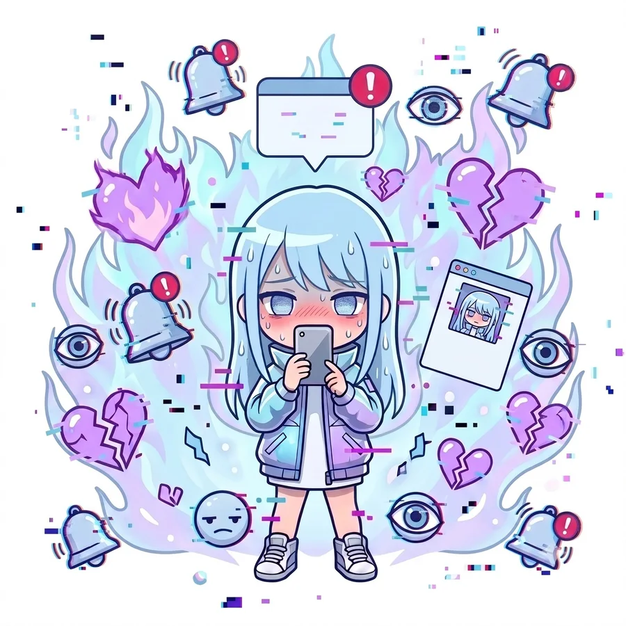 好き避け情緒クラッシュタイプのキャラクターイラスト