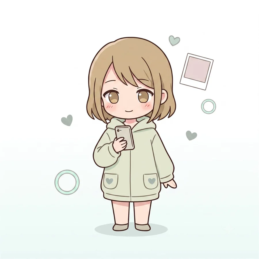 平和なマイペース返信タイプのキャラクターイラスト